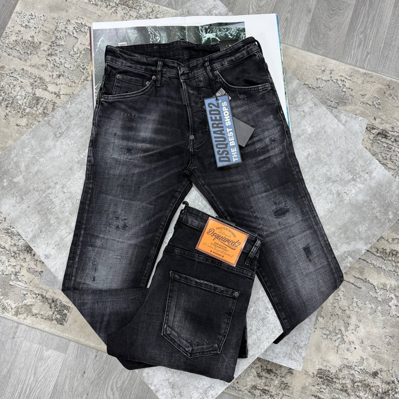 Dsquared2 "The Best Shops" Edition Slim Fit Distressed Black Jeans in Multiple Waist Sizes Reps Sale UK Best Quality AAA Replica