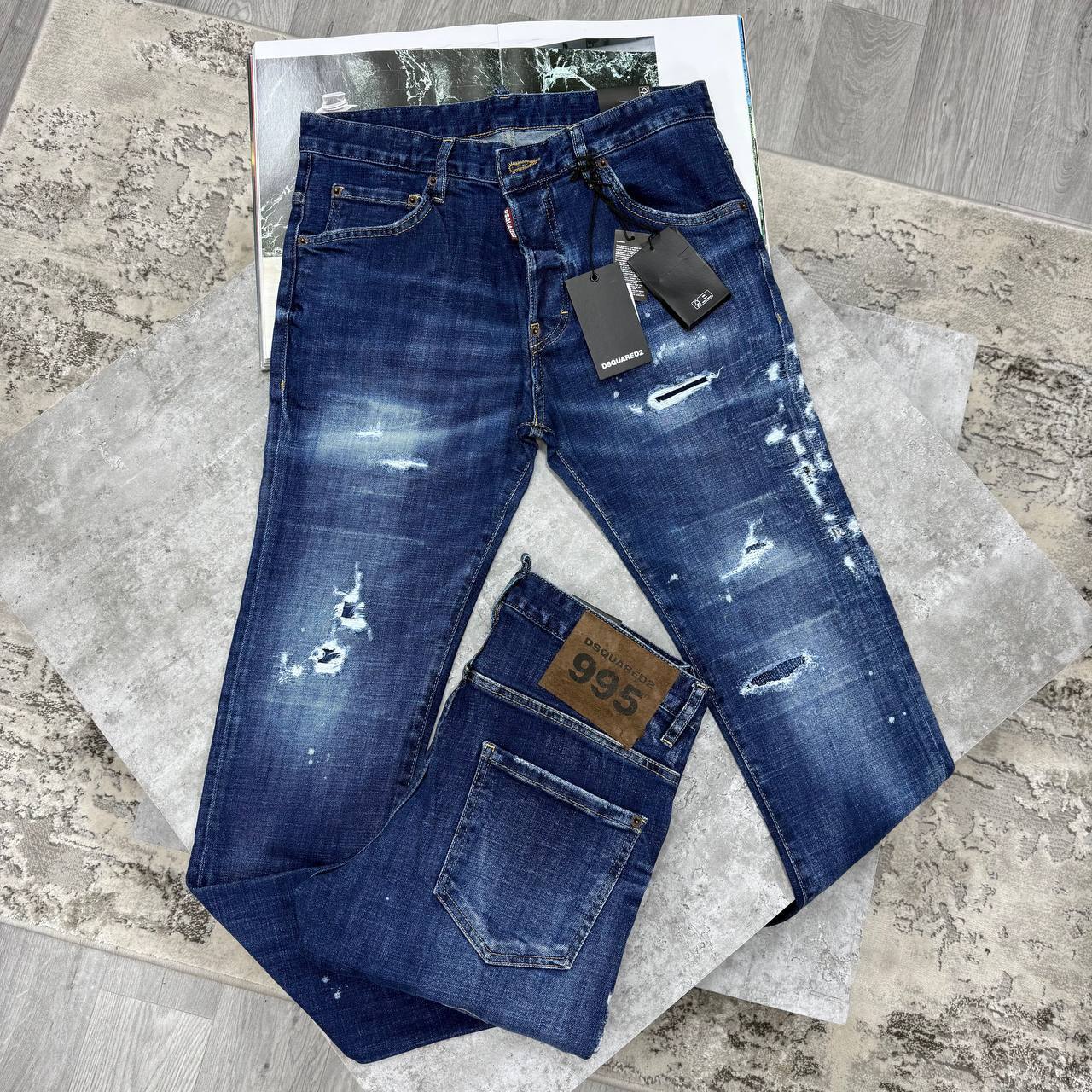 Dsquared2 "995" Edition Slim Fit Regular Classic Vibrant Blue Jeans in Multiple Waist Sizes Reps Sale UK Best Quality AAA Replica