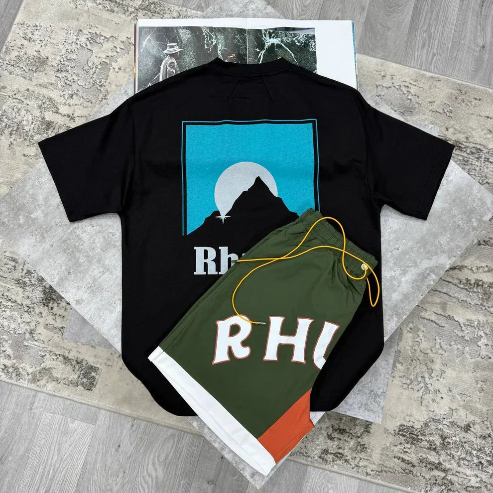 Rhude Moonlight Designer Short-Sleeve T-Shirts & Shorts Set in Different Colors Men's Reps Sale UK Best Quality AAA Replica