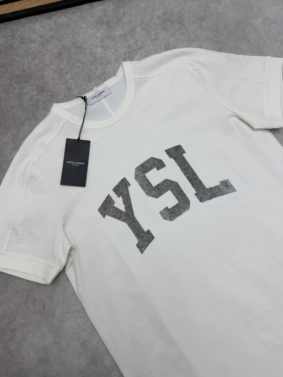 Saint Laurent YSL Logo Varsity Graphic Men's Women's T-Shirt in 2 Colors Reps Sale UK Best Quality AAA Replica