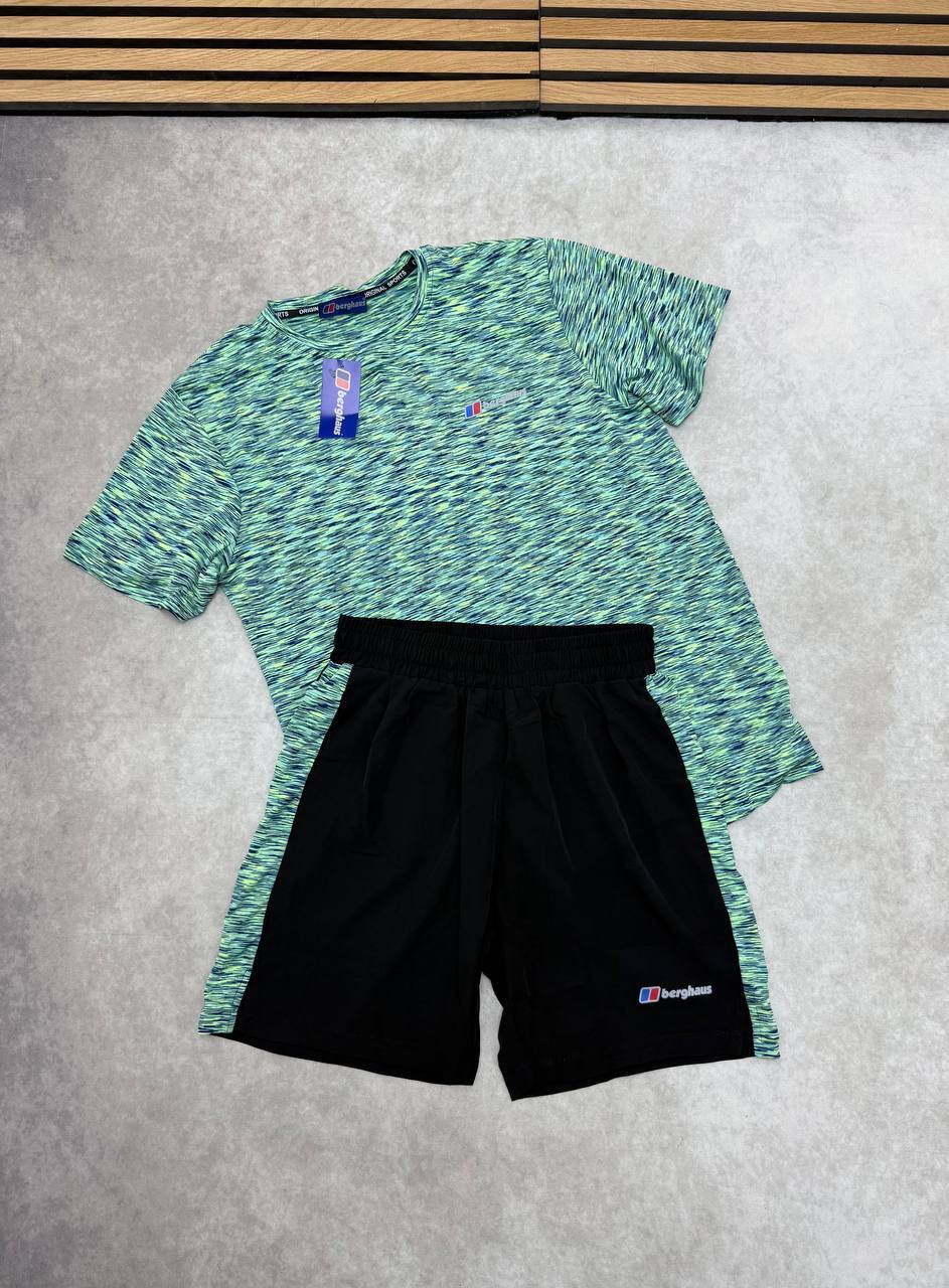 Berghaus Performance Activewear Running T-Shirts & Shorts Set in Mint Green Color Men's Reps Sale UK Best Quality AAA Replica