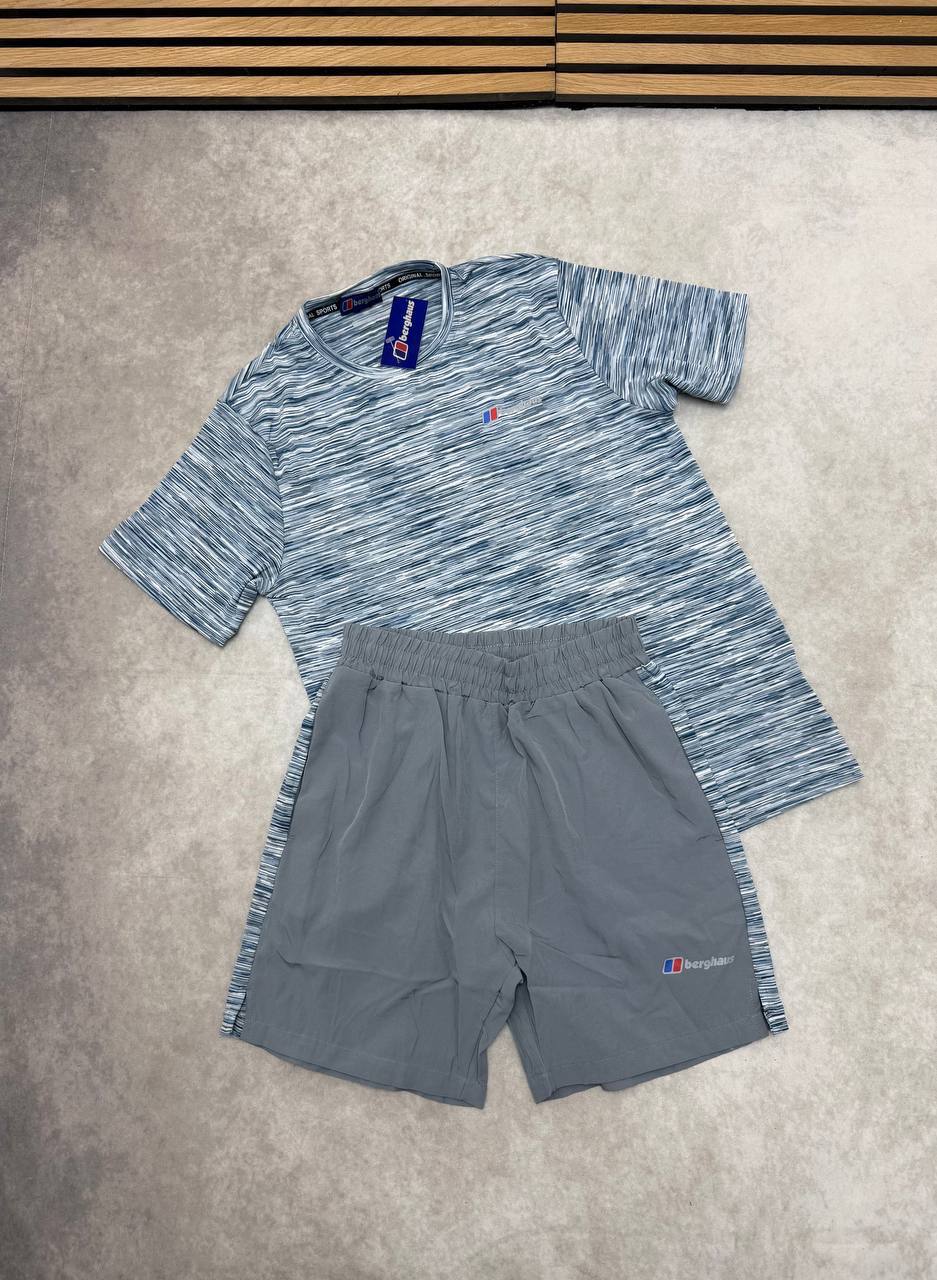 Berghaus Performance Activewear Running T-Shirts & Shorts Set in Light Grey Color Men's Reps Sale UK Best Quality AAA Replica
