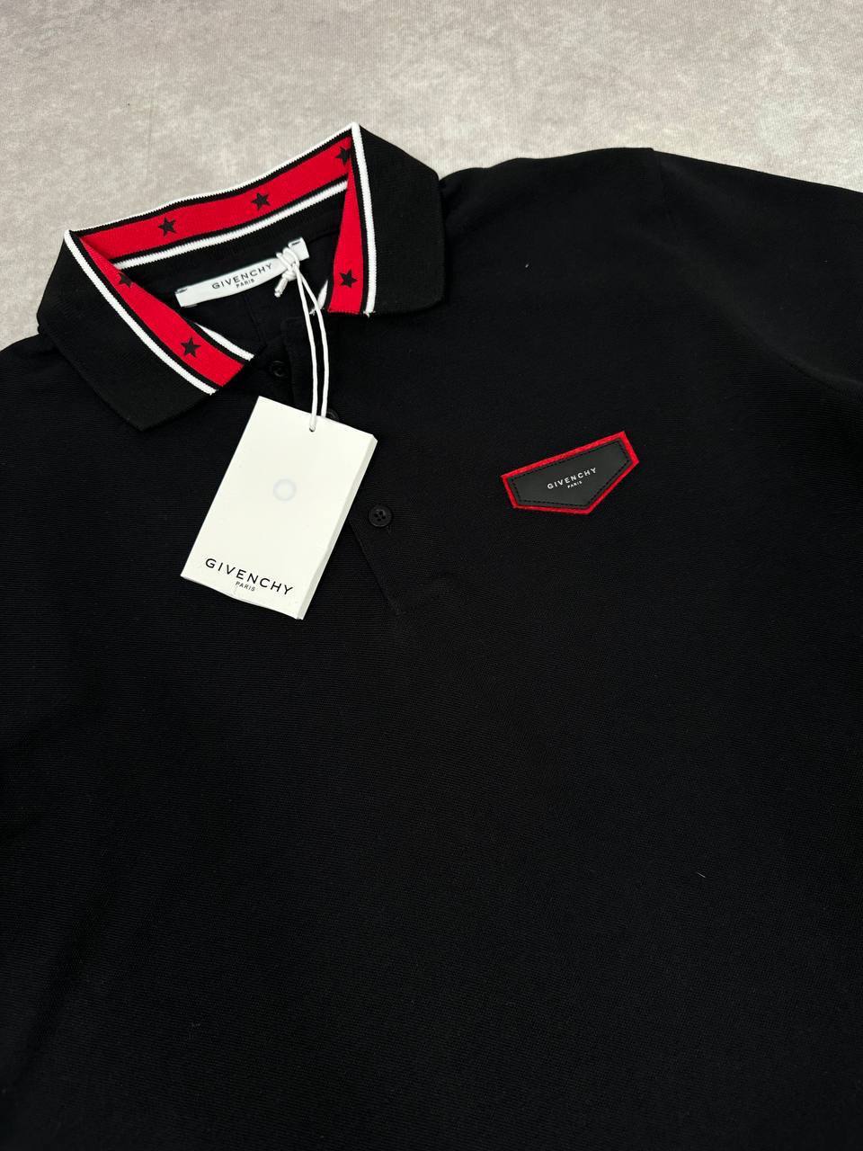 Givenchy Red Tipping Collar Logo-Patch Polo Shirts Men's in 2 Colors Reps Sale UK Best Quality AAA Replica