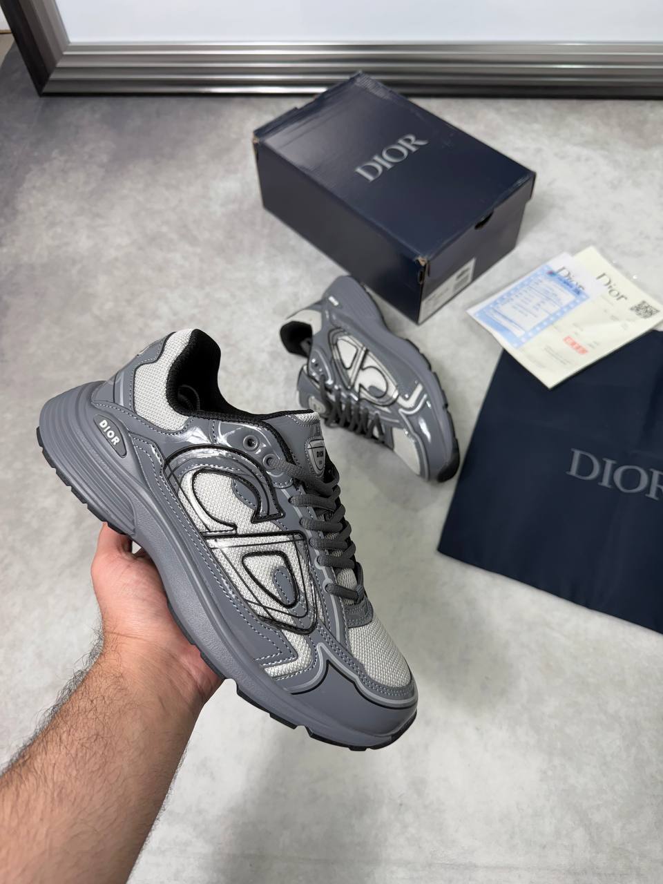 Dior B30 'Light Grey' Mesh and Technical Fabric Men's Trainers Reps Sale UK Best Quality AAA Replica