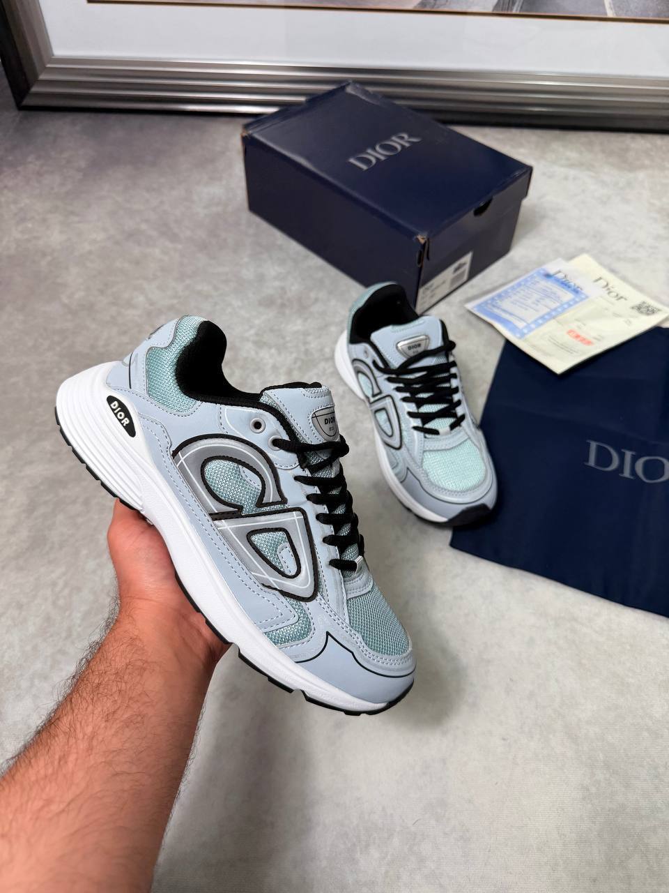 Dior B30 'Light Blue' Mesh and Technical Fabric Men's Trainers Reps Sale UK Best Quality AAA Replica