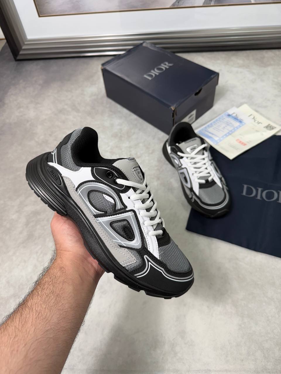Dior B30 'Black/Grey/White' Mesh and Technical Fabric Men's Trainers Reps Sale UK Best Quality AAA Replica