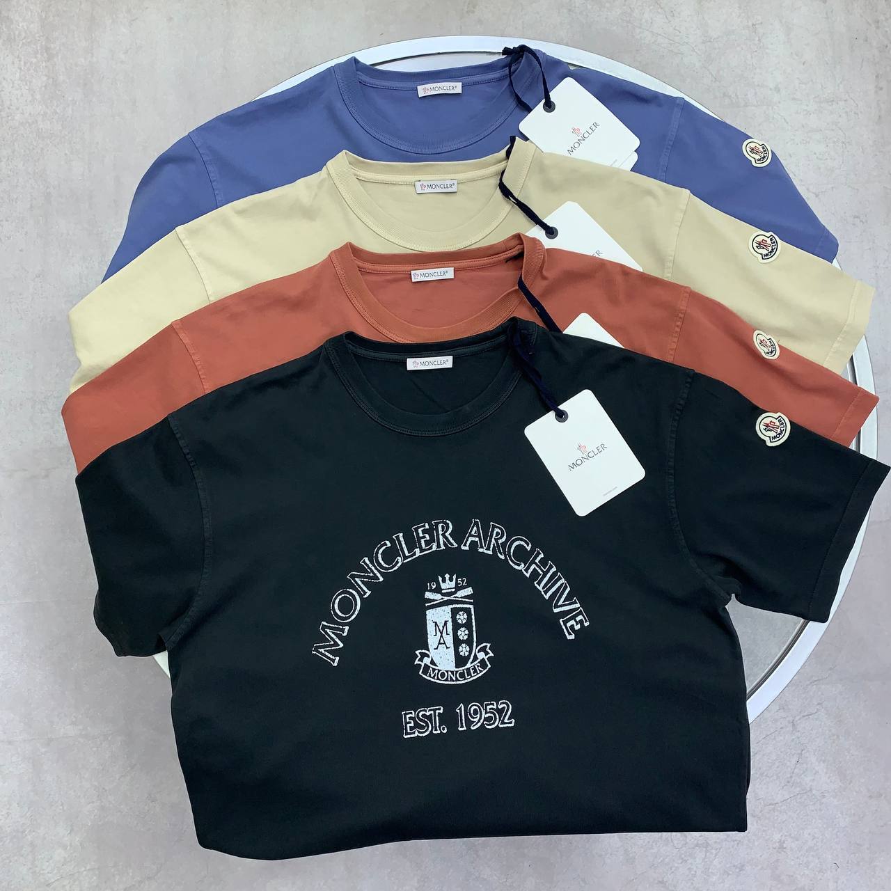 Moncler 1952 Archive Crest Graphic T-Shirt Men's Women's in Different Colors Reps UK Best Quality Sale AAA Replica