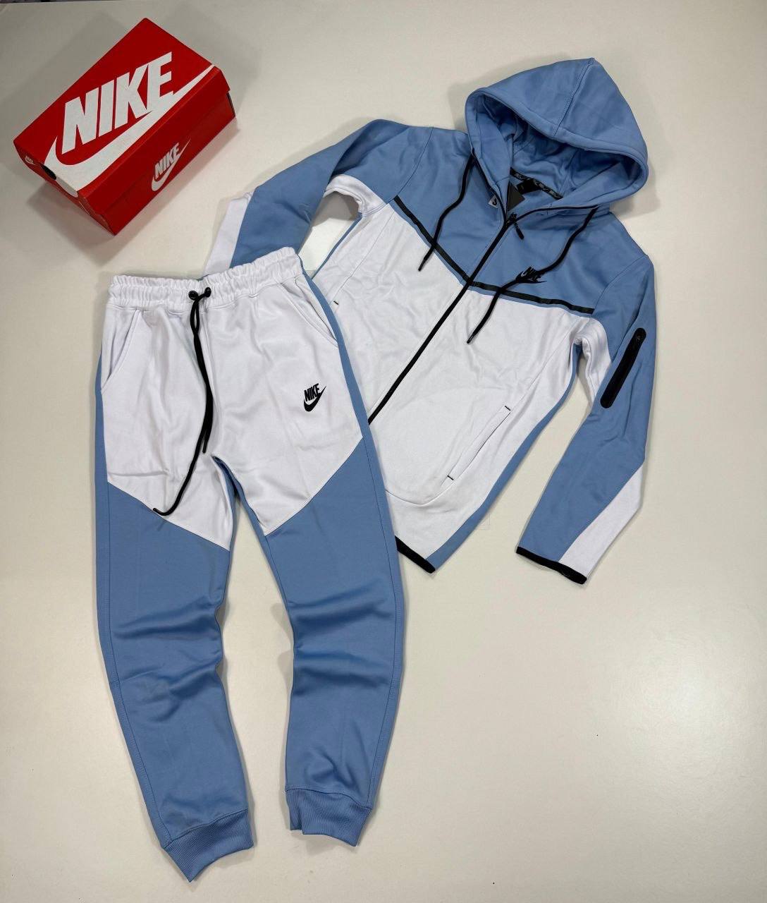 Nike Tech Fleece Signature Tracksuit Men's in Blue/White Color Reps Sale UK Best Quality AAA Replica