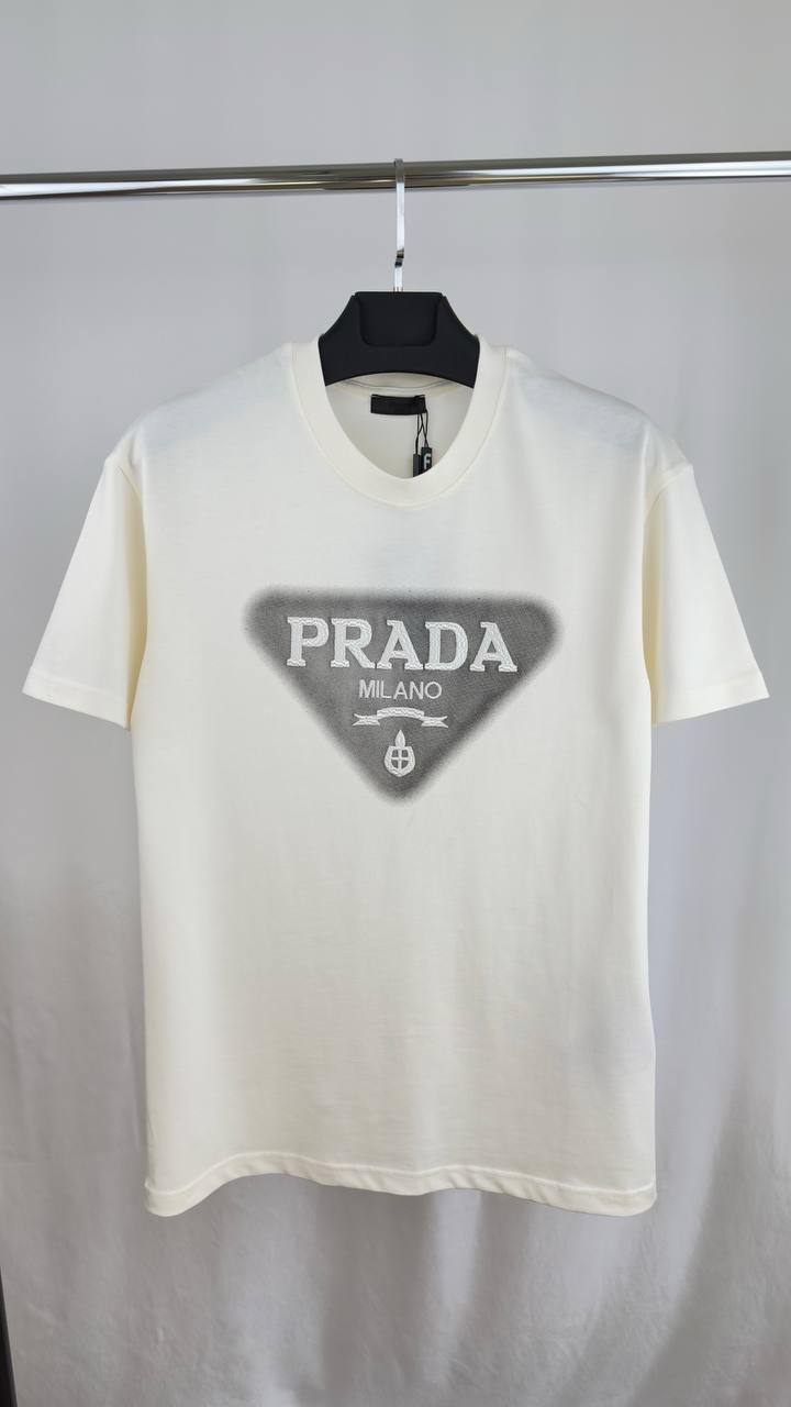 Prada Classic Cotton Short-Sleeve T-Shirt in White Color Men's Women's Reps UK Best Quality Replica