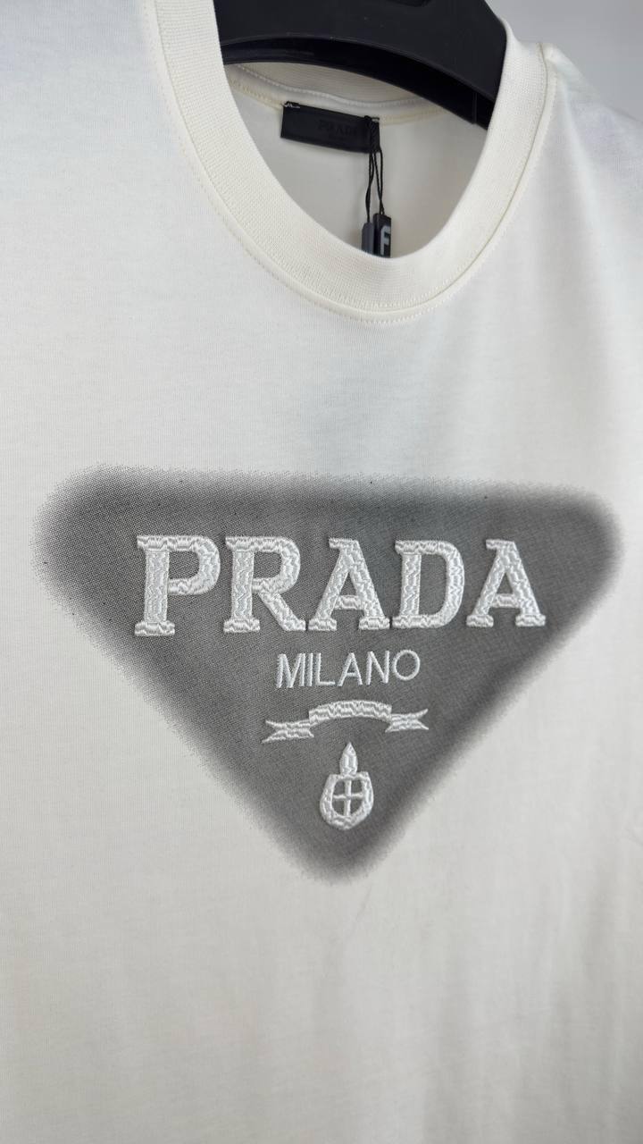 Prada Classic Cotton Short-Sleeve T-Shirt in White Color Men's Women's Reps UK Best Quality Replica