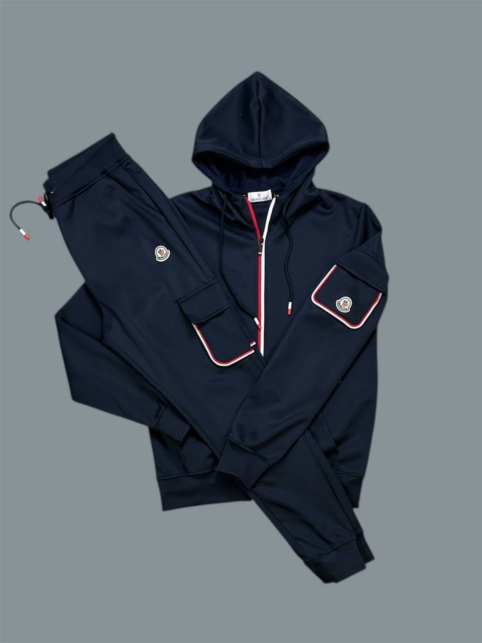 Moncler Hooded Red Trim on the Pockets Tracksuit in Different Colors Men's Reps Sale UK Best Quality AAA Replica