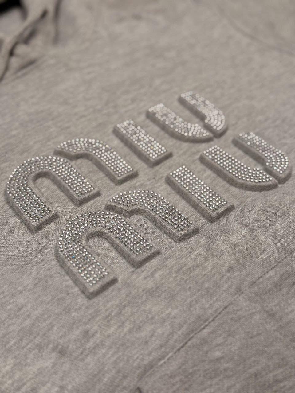 Miu Miu Embossed Logo Fleece Women's Tracksuit Grey Reps Sale UK Best Quality AAA Replica