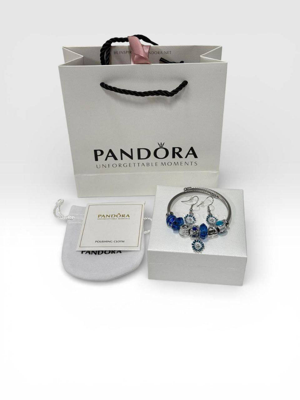 Pandora Blue Theme Charm Bracelets & Earrings Set Women's Reps Sale UK Best Quality AAA Replica