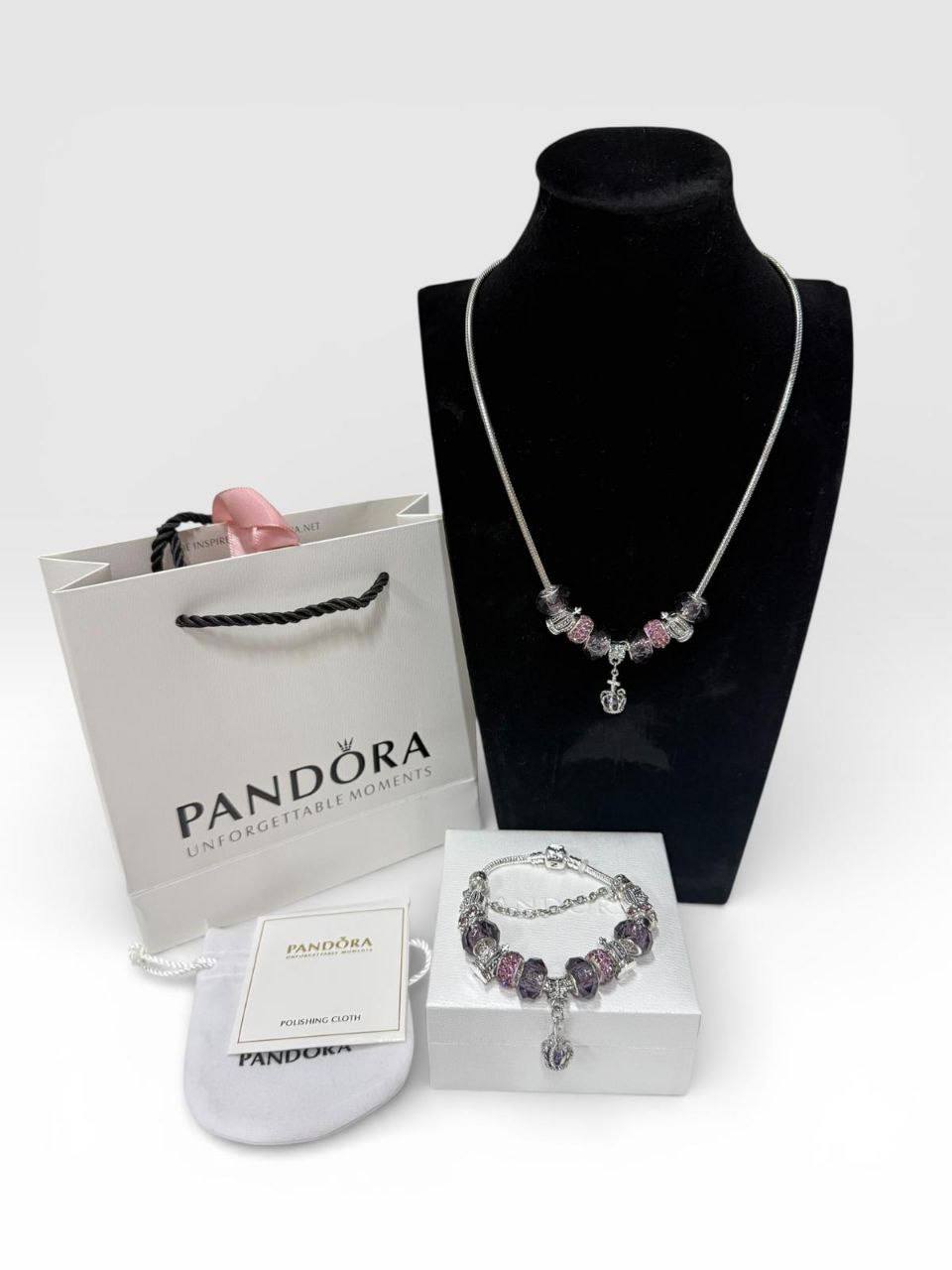 Pandora Amethyst Purple Necklace & Bracelet Set Women's Reps Sale UK Best Quality AAA Replica