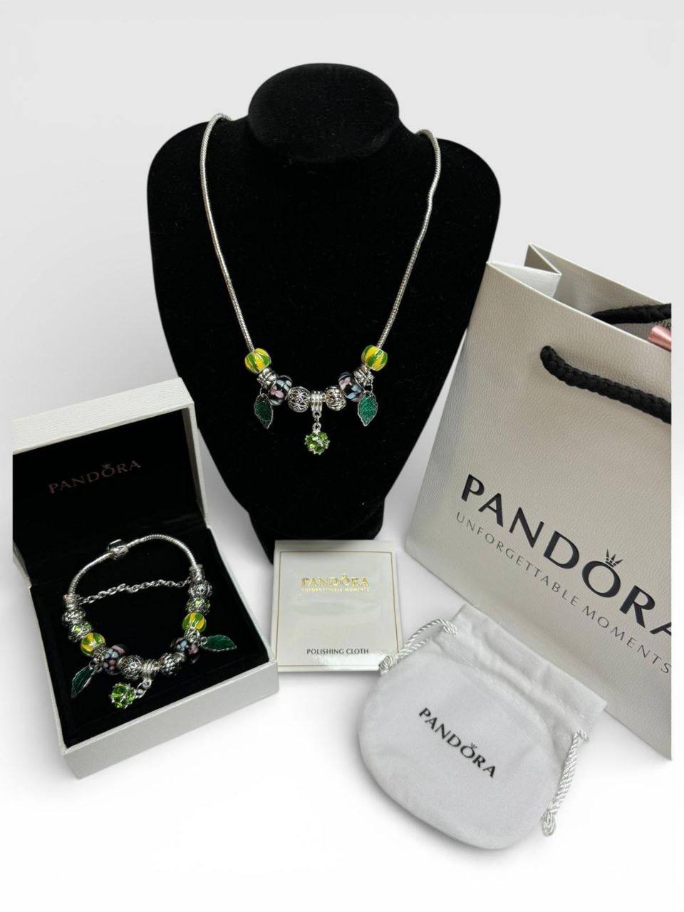 Pandora Garden Green Necklace & Bracelet Set Women's Reps Sale UK Best Quality AAA Replica