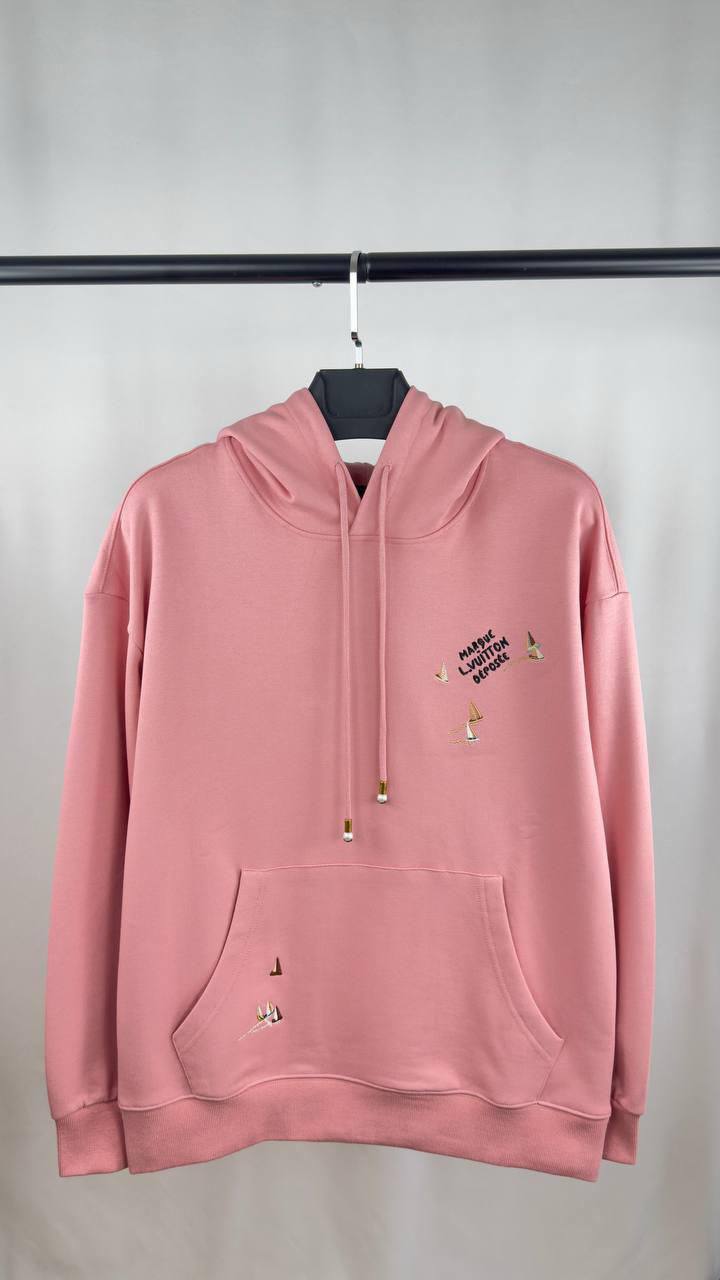 Louis Vuitton Monogram Boats Embroidery Women's Hoodie in Pink Color Reps Sale UK Best Quality AAA Replica