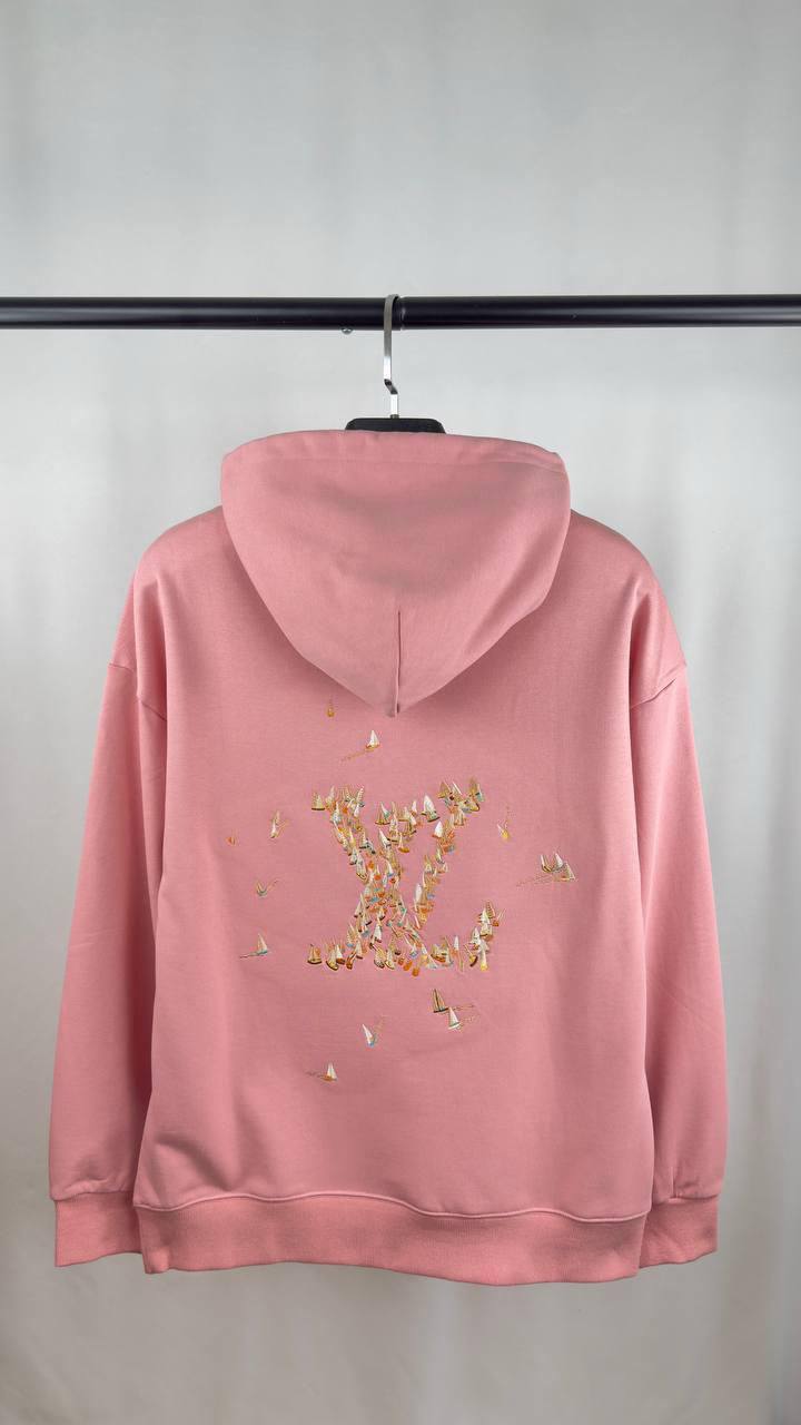 Louis Vuitton Monogram Boats Embroidery Women's Hoodie in Pink Color Reps Sale UK Best Quality AAA Replica