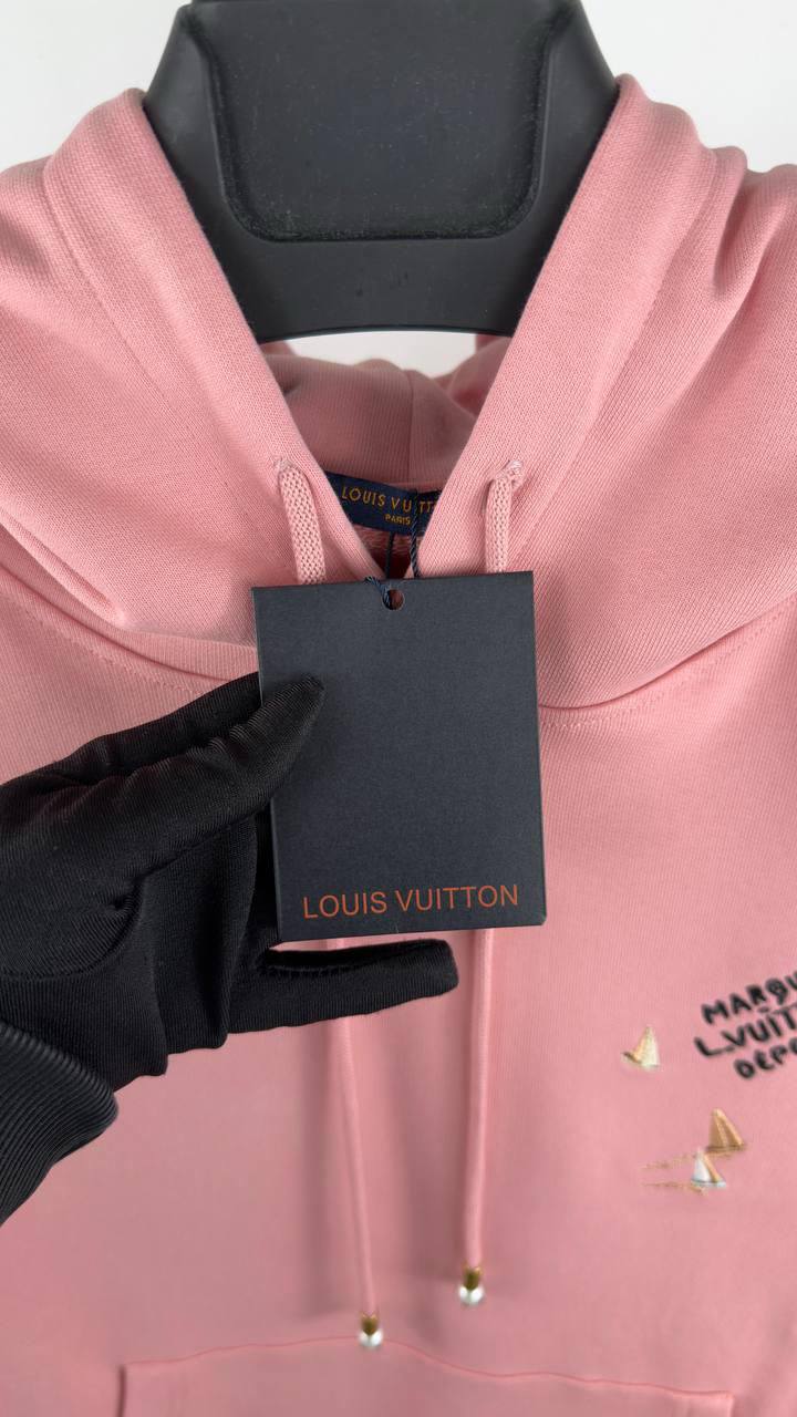Louis Vuitton Monogram Boats Embroidery Women's Hoodie in Pink Color Reps Sale UK Best Quality AAA Replica