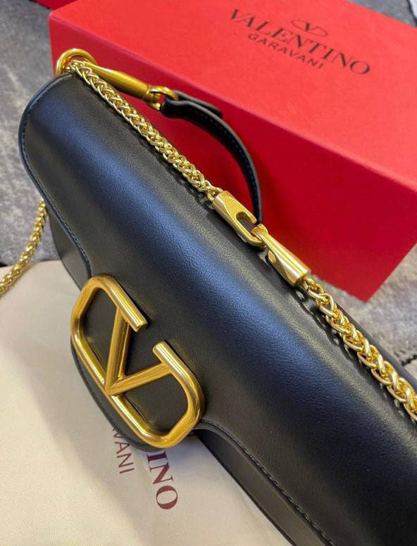 Valentino Garavani Logo Shoulder Bag Black Women's Reps Sale UK Best Quality AAA Replica