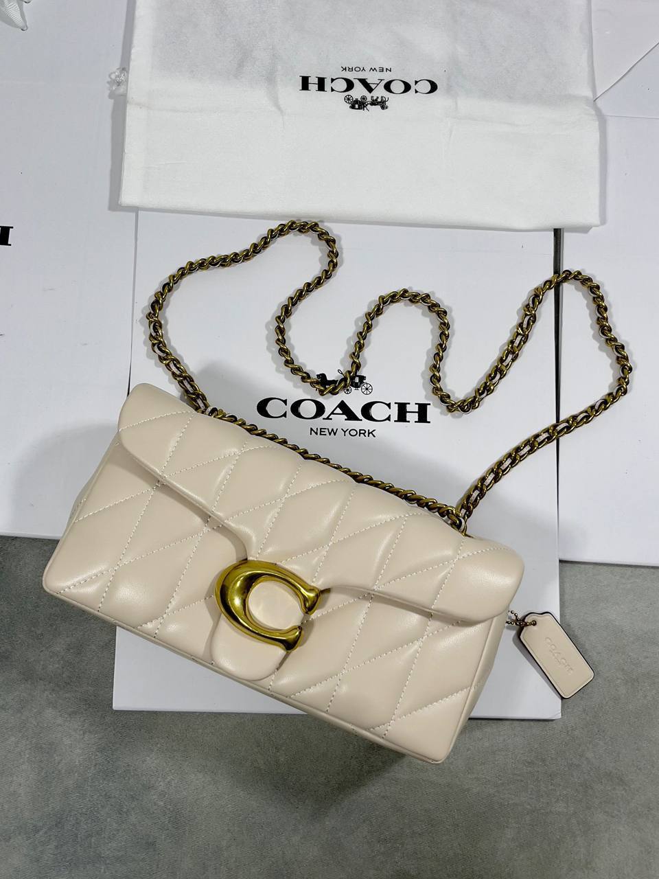 Coach Tabby Quilted Shoulder Bag 26 Women's in "Chalk" White Colors Reps Sale UK Best Quality AAA Replica