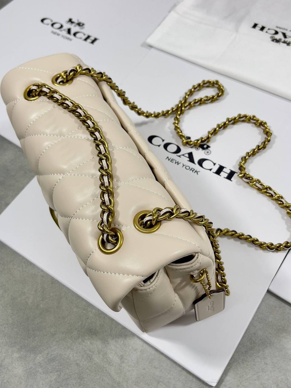 Coach Tabby Quilted Shoulder Bag 26 Women's in "Chalk" White Colors Reps Sale UK Best Quality AAA Replica