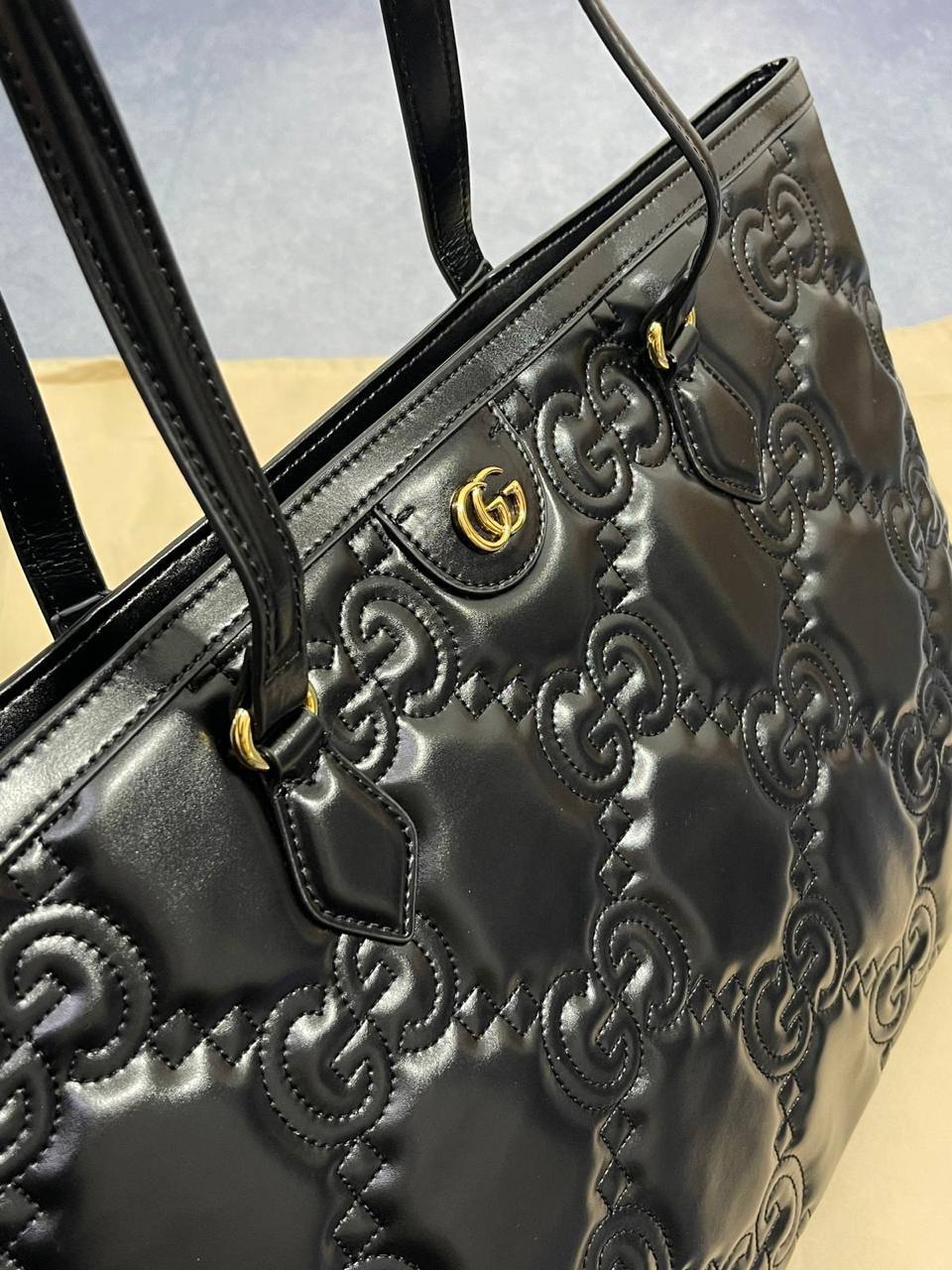 Gucci GG Matelassé Leather Tote Bag Black Women's Reps Sale UK Best Quality AAA Replica