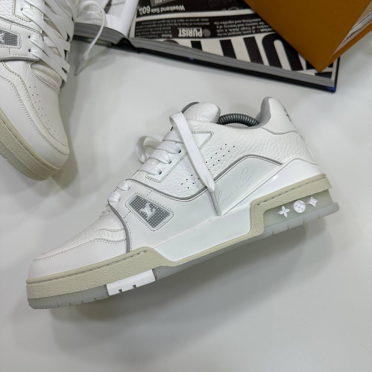 Louis Vuitton LV Men's Trainers 1A8WAR Monogram Embossed in White Color Reps Sale UK Best Quality AAA Replica