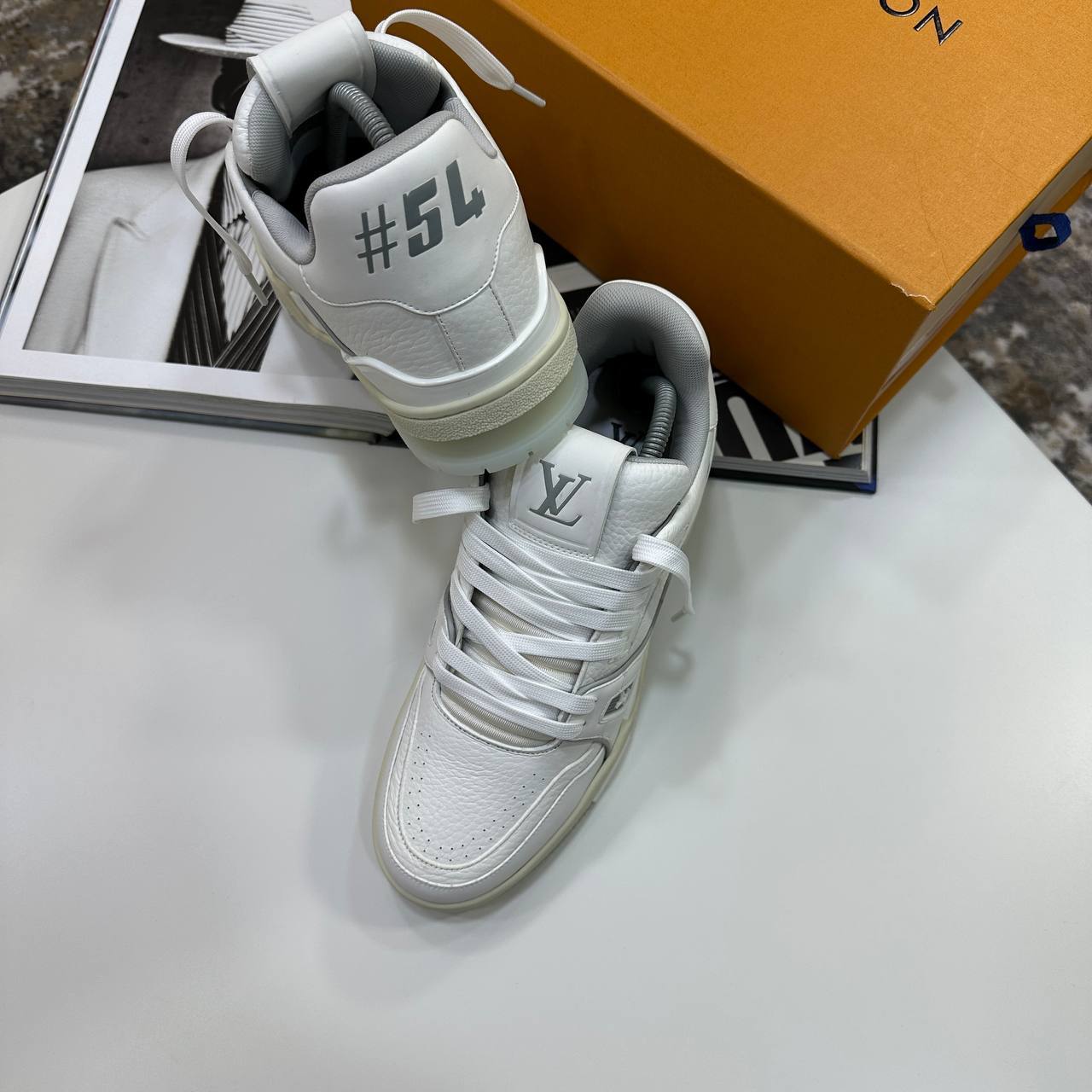 Louis Vuitton LV Men's Trainers 1A8WAR Monogram Embossed in White Color Reps Sale UK Best Quality AAA Replica