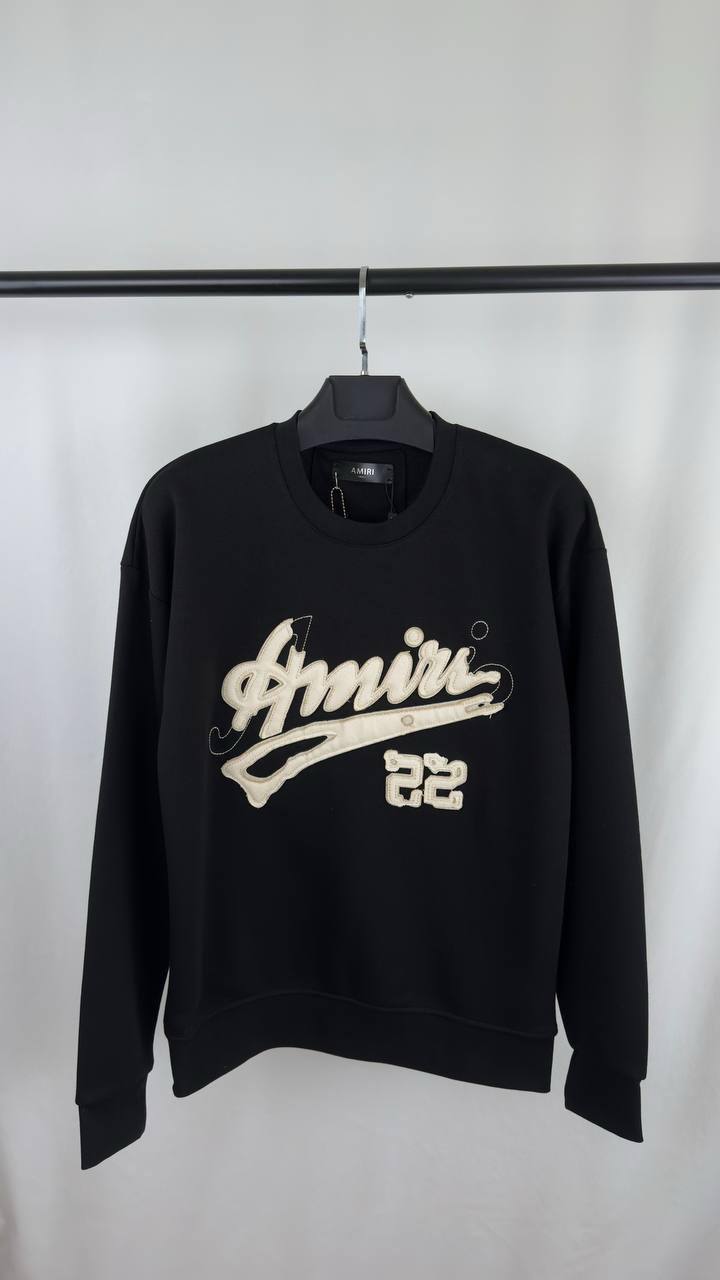Amiri '22' Crewneck Men's Women's Jumper in Black Cotton Reps UK Best Quality AAA Replica
