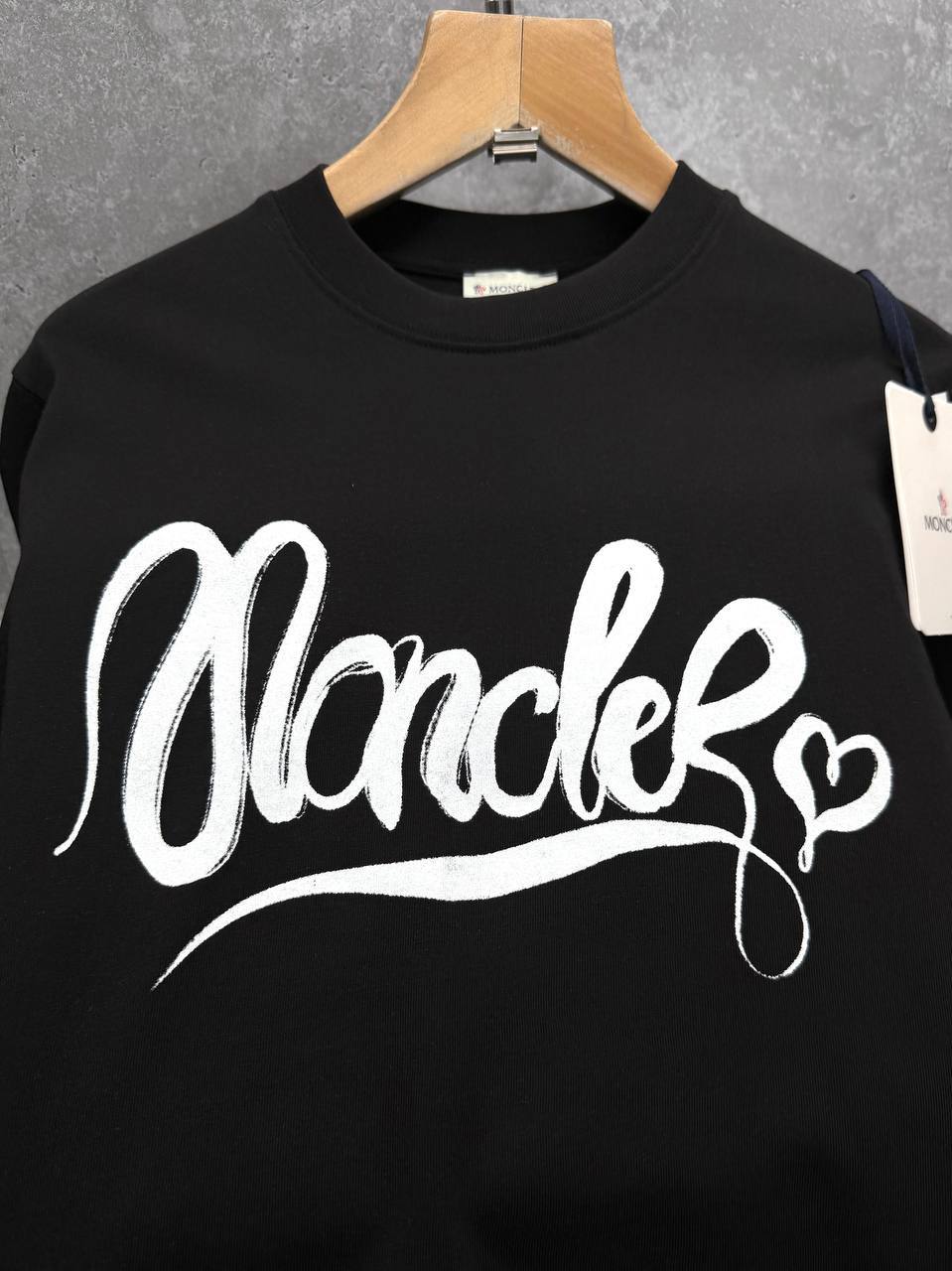 Moncler Calligraphy Logo Cotton T-Shirt Men's Women's in 2 Colors Reps UK Best Quality Replica