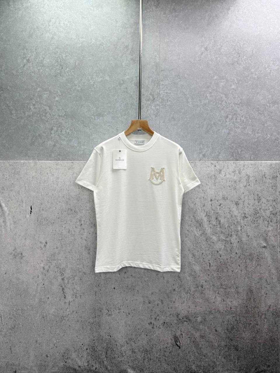Moncler Embroidered "M" Logo Cotton T-Shirt Men's Women's in 2 Colors Reps UK Best Quality Sale AAA Replica
