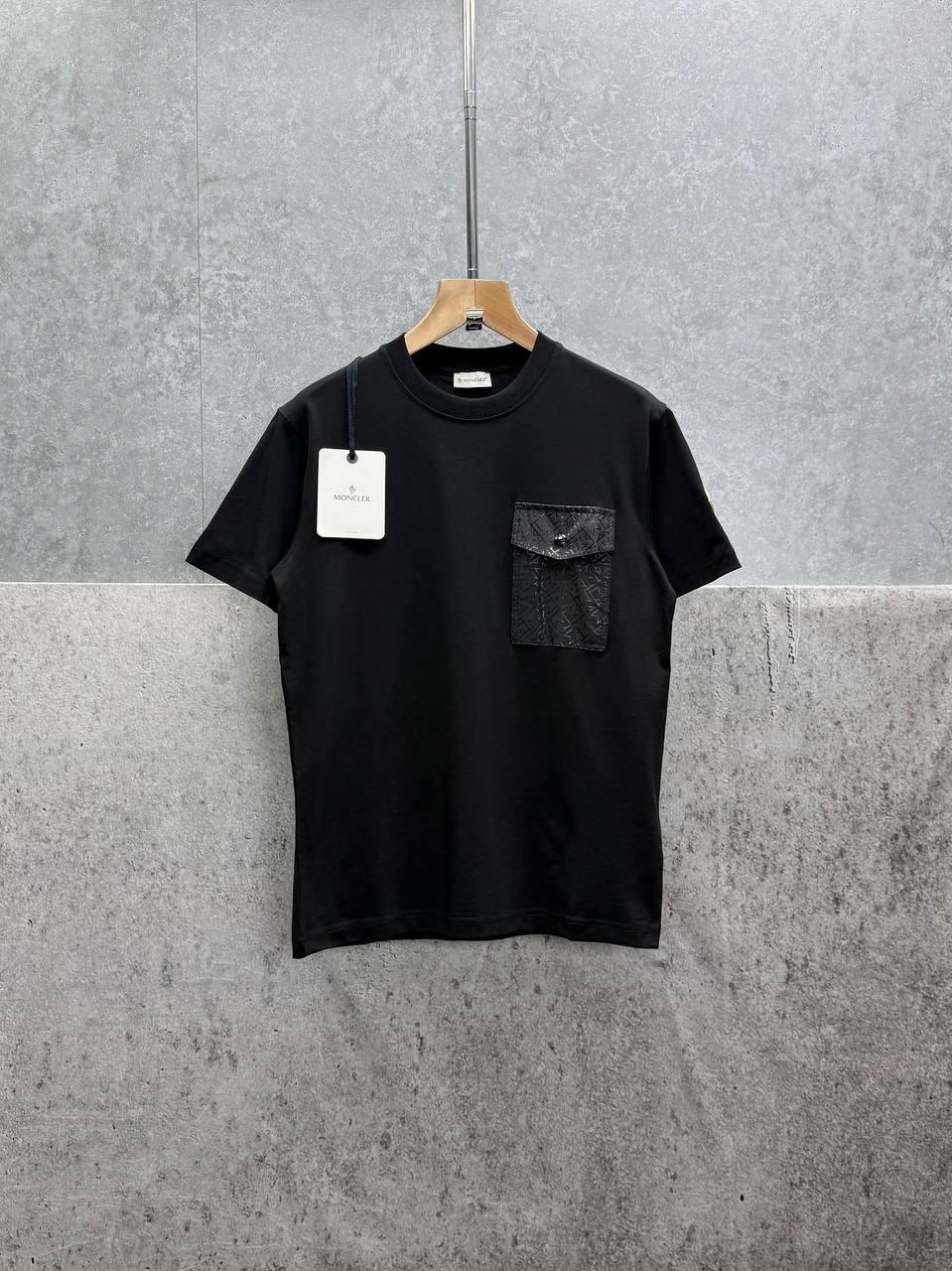 Moncler Monogram Nylon Pocket Cotton Jersey T-Shirt in 2 Colors Men's Women's Reps UK Best Quality AAA Replica