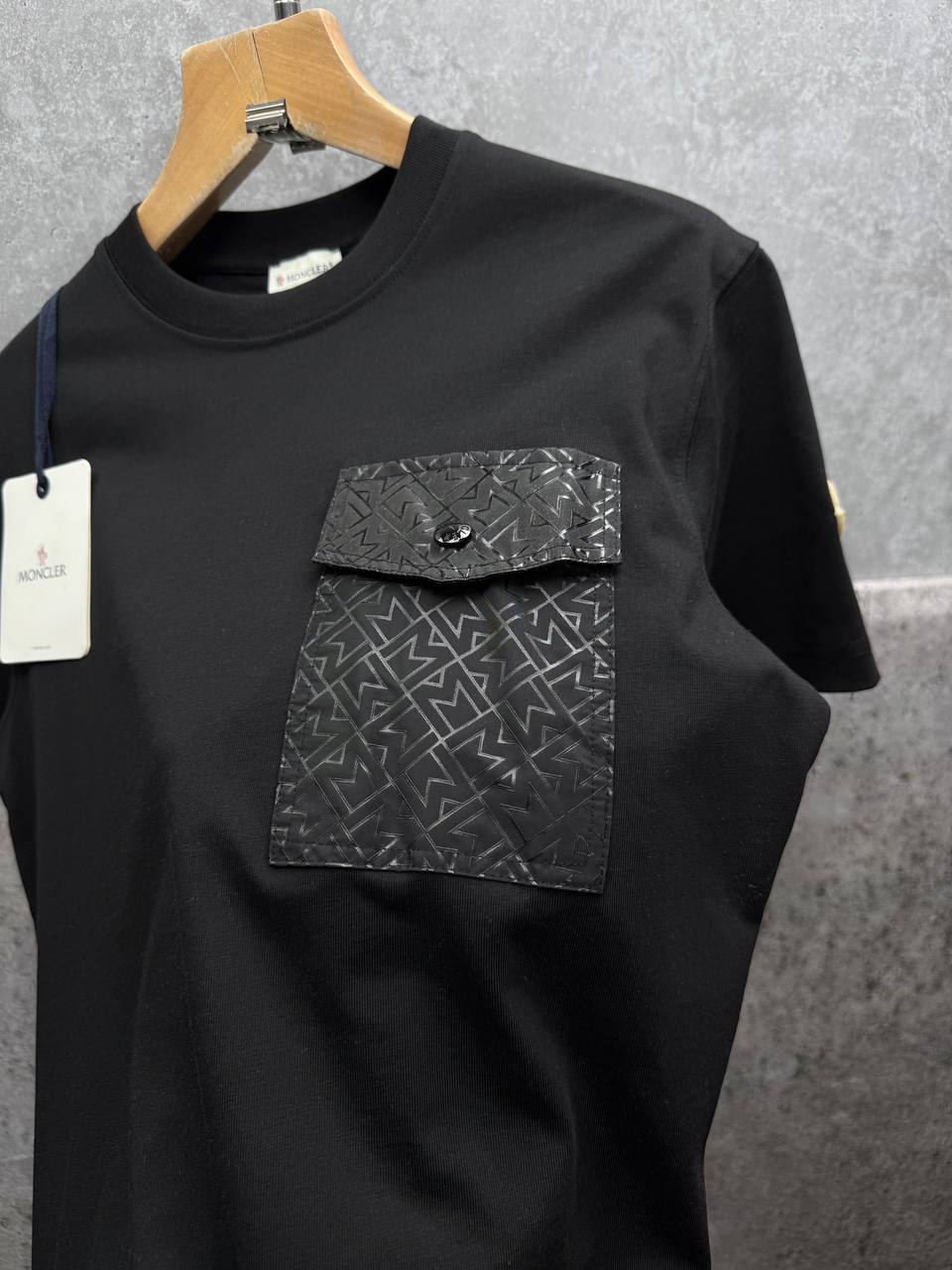 Moncler Monogram Nylon Pocket Cotton Jersey T-Shirt in 2 Colors Men's Women's Reps UK Best Quality AAA Replica