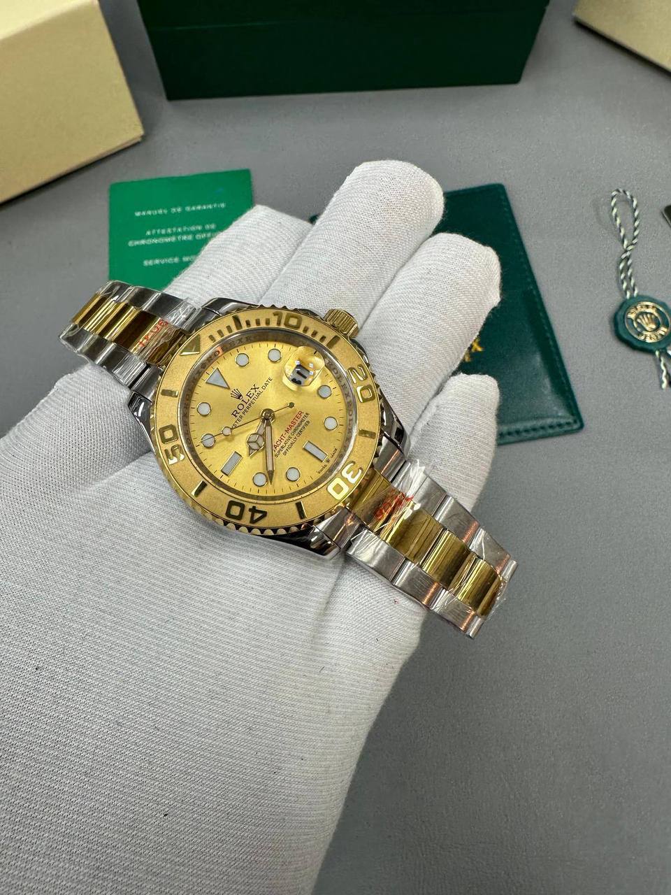 Rolex Yacht-Master 16623 Men's Watch Yellow Golden Dial Two Tone Bracelet Reps Sale UK Replica AAA Best Quality