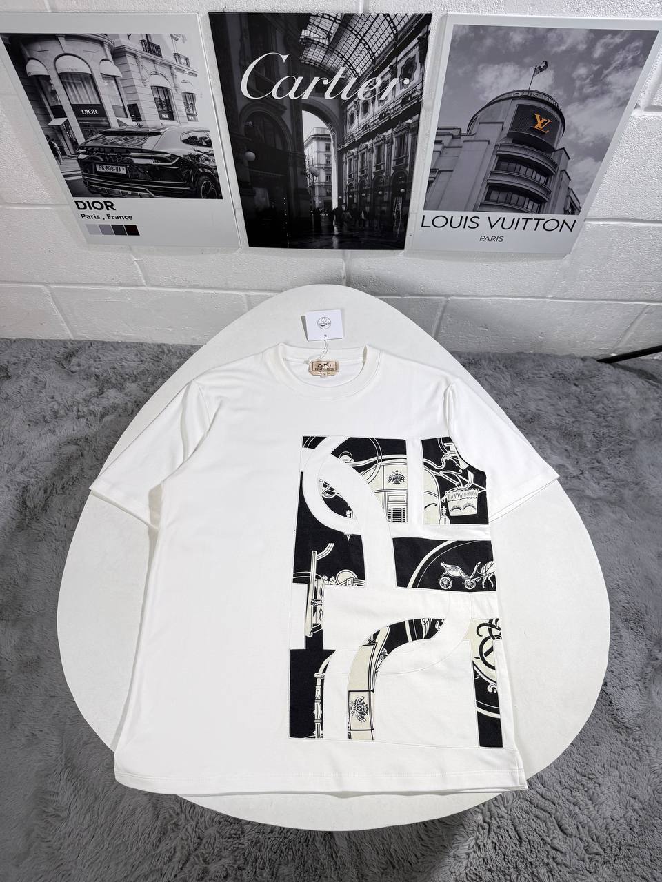 Hermès "Ex-Libris" Printed Crewneck Men's Women's T-Shirts in Different Colors Reps Sale UK Best Quality AAA Replica