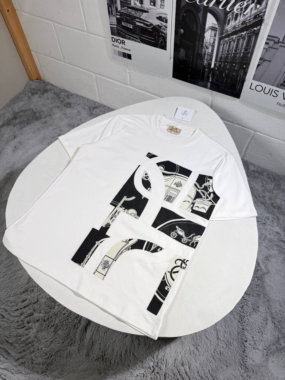 Hermès "Ex-Libris" Printed Crewneck Men's Women's T-Shirts in Different Colors Reps Sale UK Best Quality AAA Replica