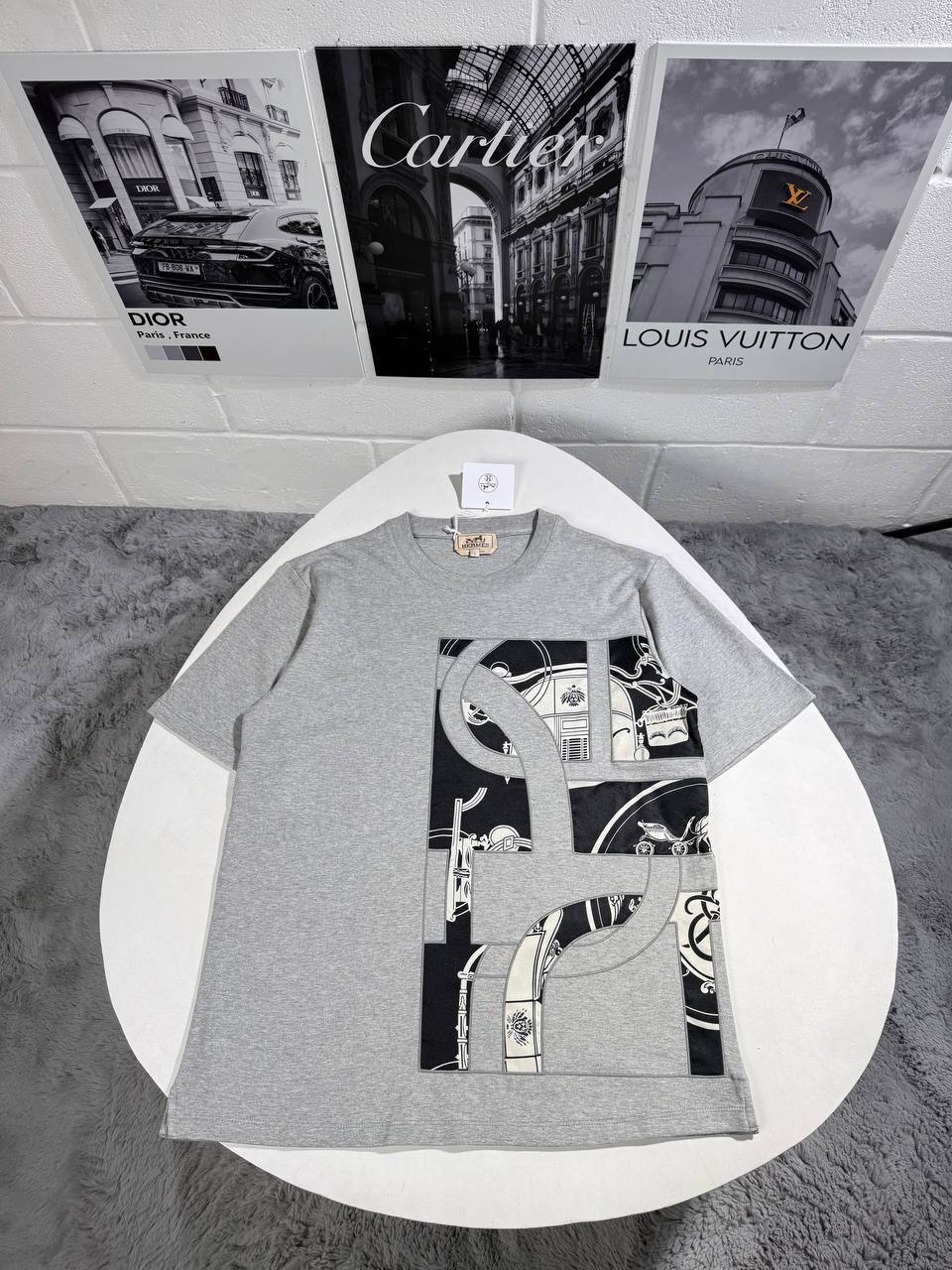 Hermès "Ex-Libris" Printed Crewneck Men's Women's T-Shirts in Different Colors Reps Sale UK Best Quality AAA Replica