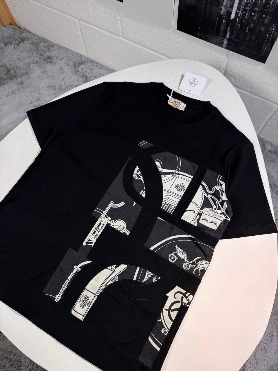 Hermès "Ex-Libris" Printed Crewneck Men's Women's T-Shirts in Different Colors Reps Sale UK Best Quality AAA Replica