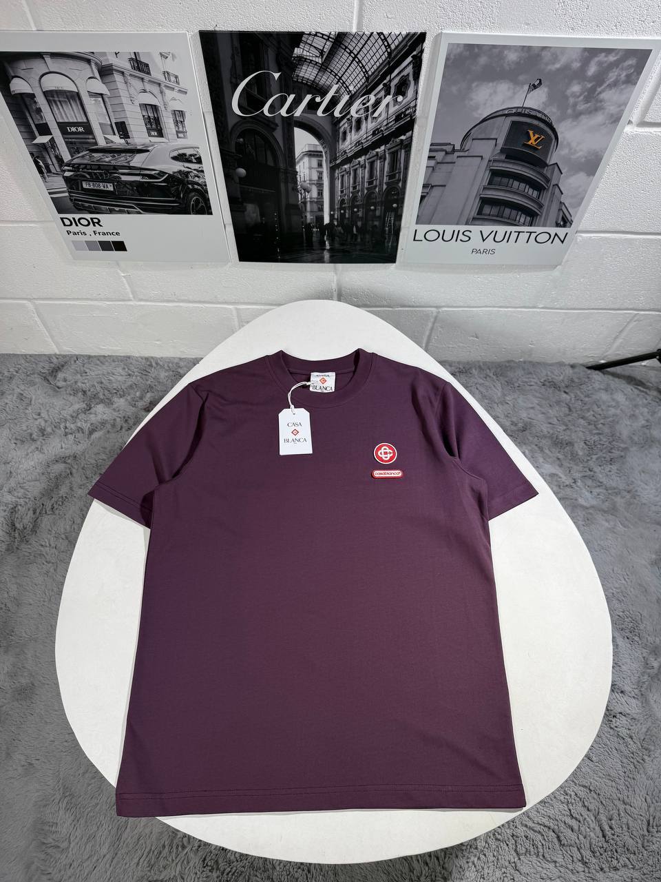 Casablanca Logo Patch Short Sleeve Crewneck Men's Women's T-Shirts in 2 Color Reps Sale UK Best Quality AAA Replica