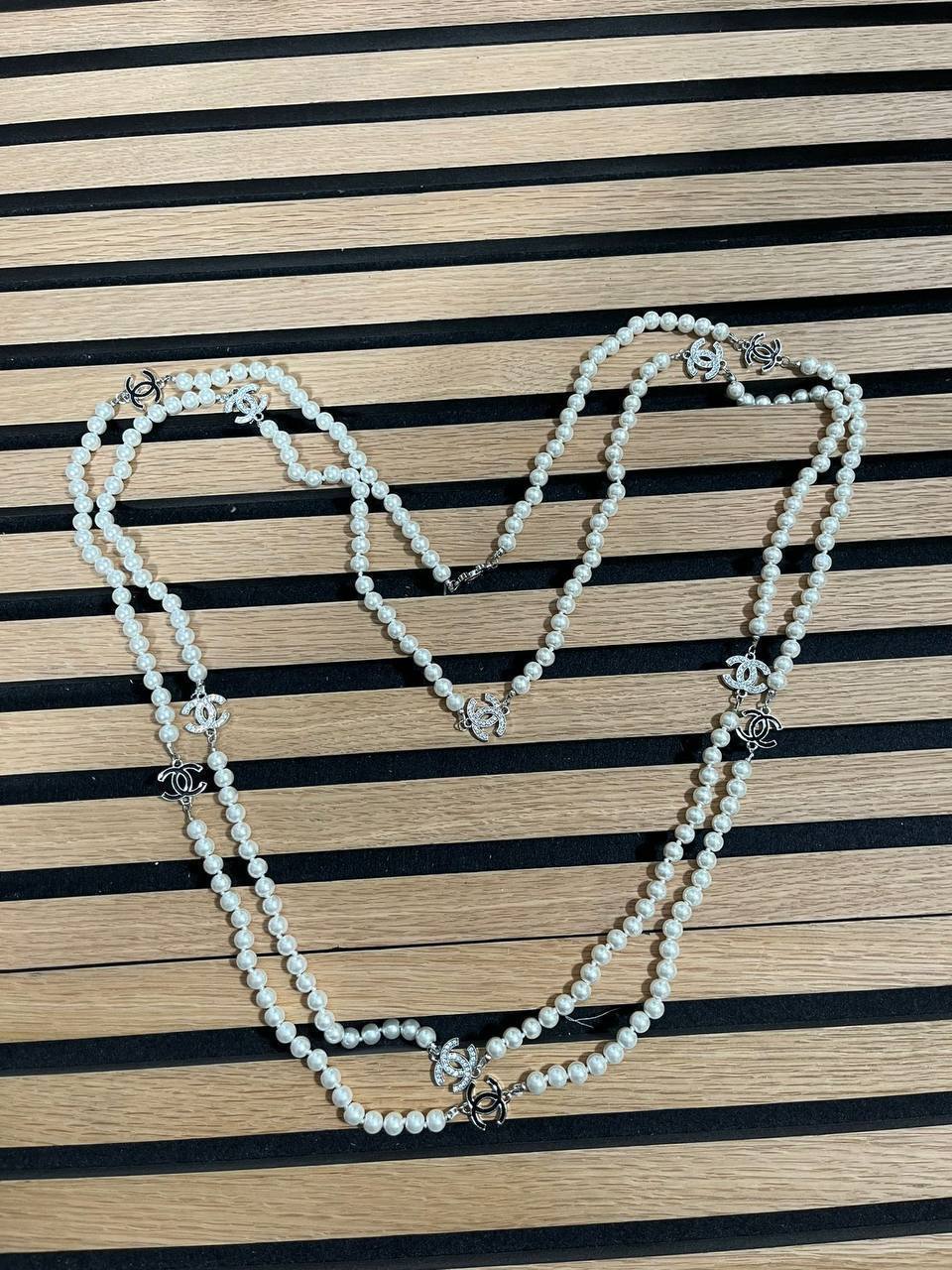 Chanel Interlocking CC Faux Pearl Long Necklaces in 2 Colors Women's Reps Sale UK Best Quality AAA Replica
