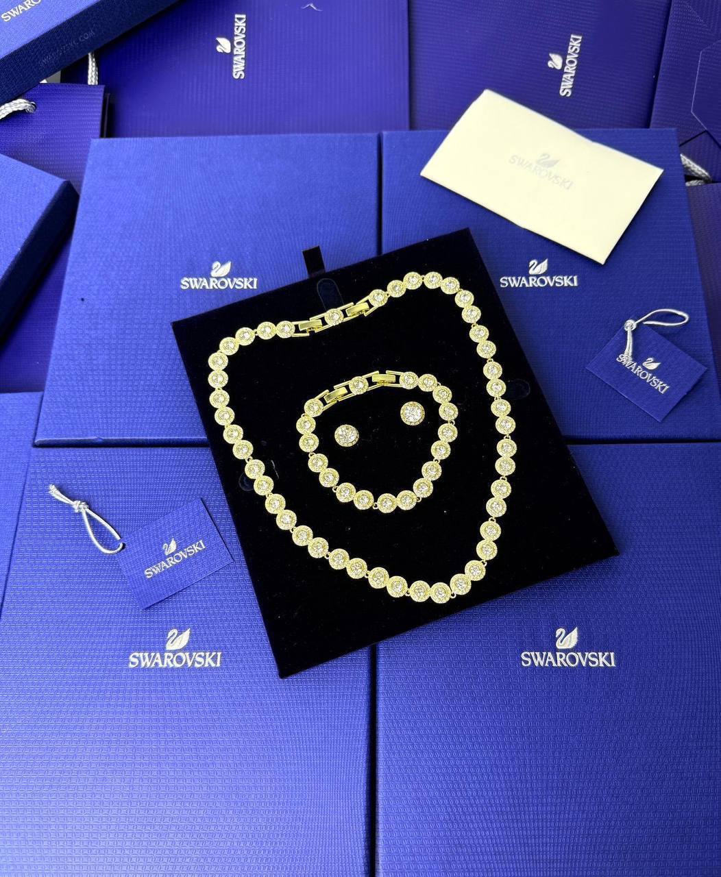 Swarovski Angelic Constella Inspired Golden Necklace, Earrings & Bracelet Set Women's Reps Sale UK Best Quality AAA Replica
