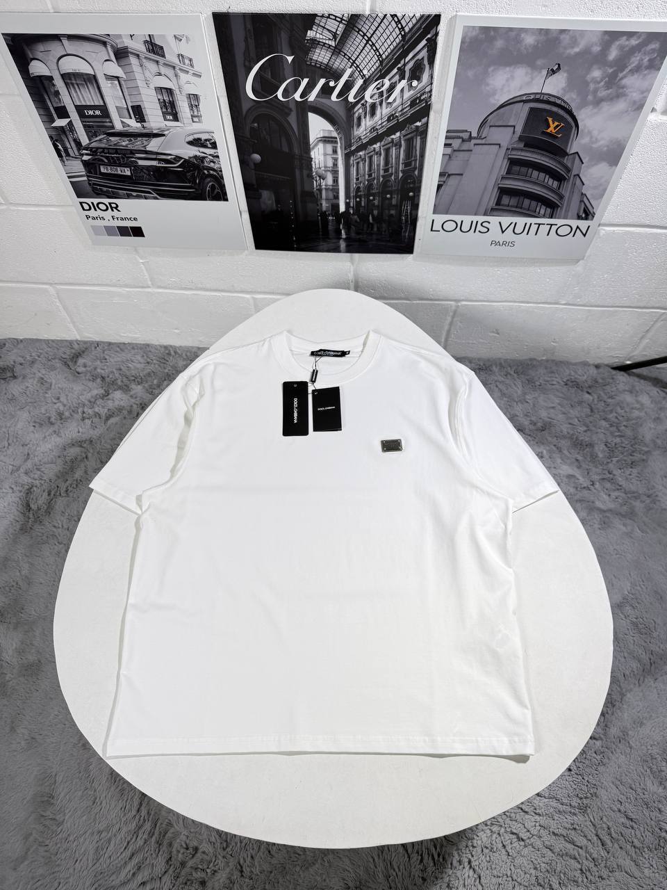 Dolce & Gabbana Logo Plaque Crewneck T-Shirt Men's Women's in Different Colors Reps UK Best Quality Sale AAA Replica
