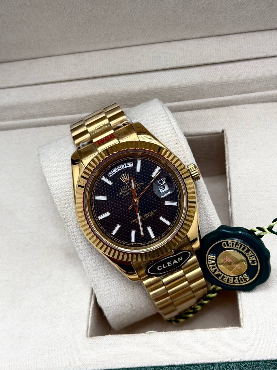 Rolex Day-Date 40 228238 Men's Watch Black Dial Yellow Gold Fluted Bezel & Jubilee Bracelet Reps Sale UK Replica AAA Best Quality
