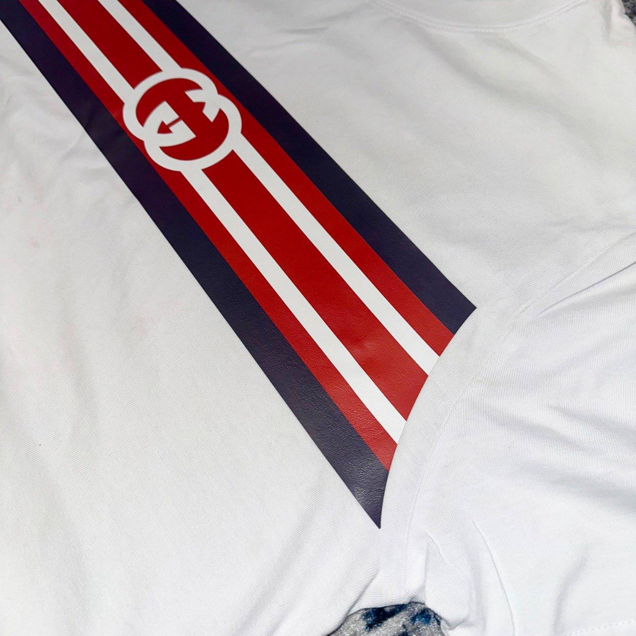 Gucci Interlocking G Striped Men's Women's T-Shirts in White Color Reps Sale UK Best Quality Sale AAA Replica