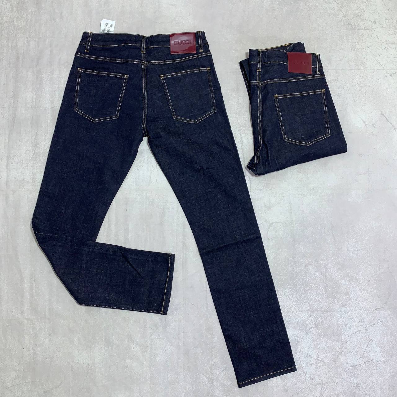 Gucci Slim-Fit Raw Denim Dark Blue Men's Jeans in Multiple Waist Sizes Reps Sale UK Best Quality AAA Replica