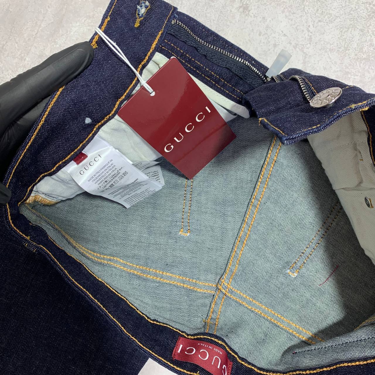 Gucci Slim-Fit Raw Denim Dark Blue Men's Jeans in Multiple Waist Sizes Reps Sale UK Best Quality AAA Replica