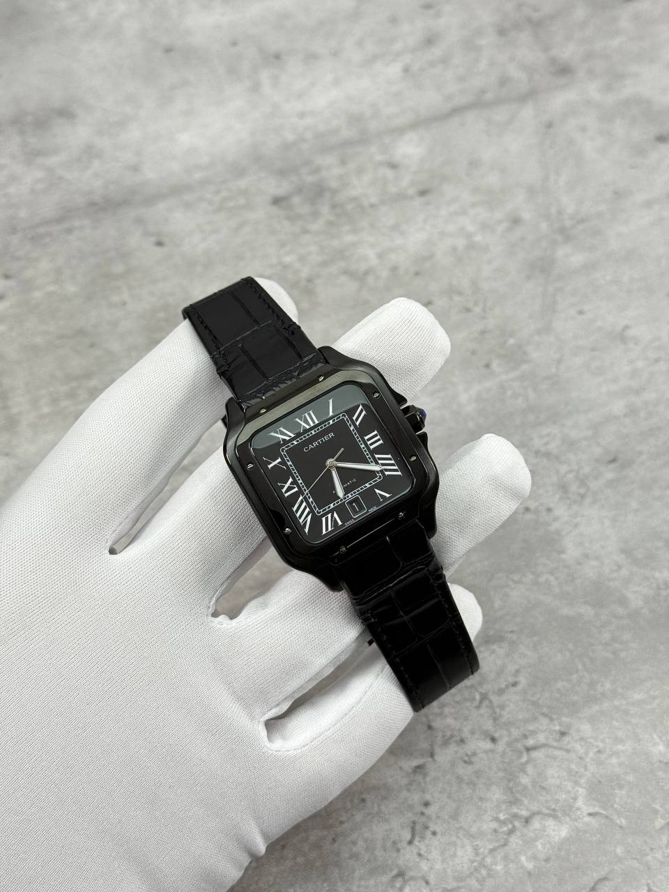 Cartier Santos Black Dial ADLC Leather Strap WSSA0039 Watch Men's Reps Sale UK Best Quality AAA Replica