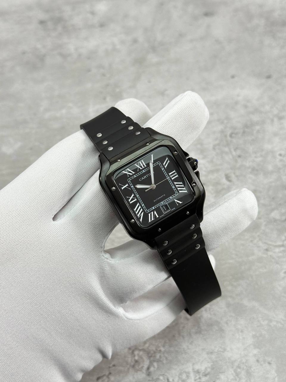 Cartier Santos Black Dial ADLC Rubber Strap WSSA0039 Watch Men's Reps Sale UK Best Quality AAA Replica