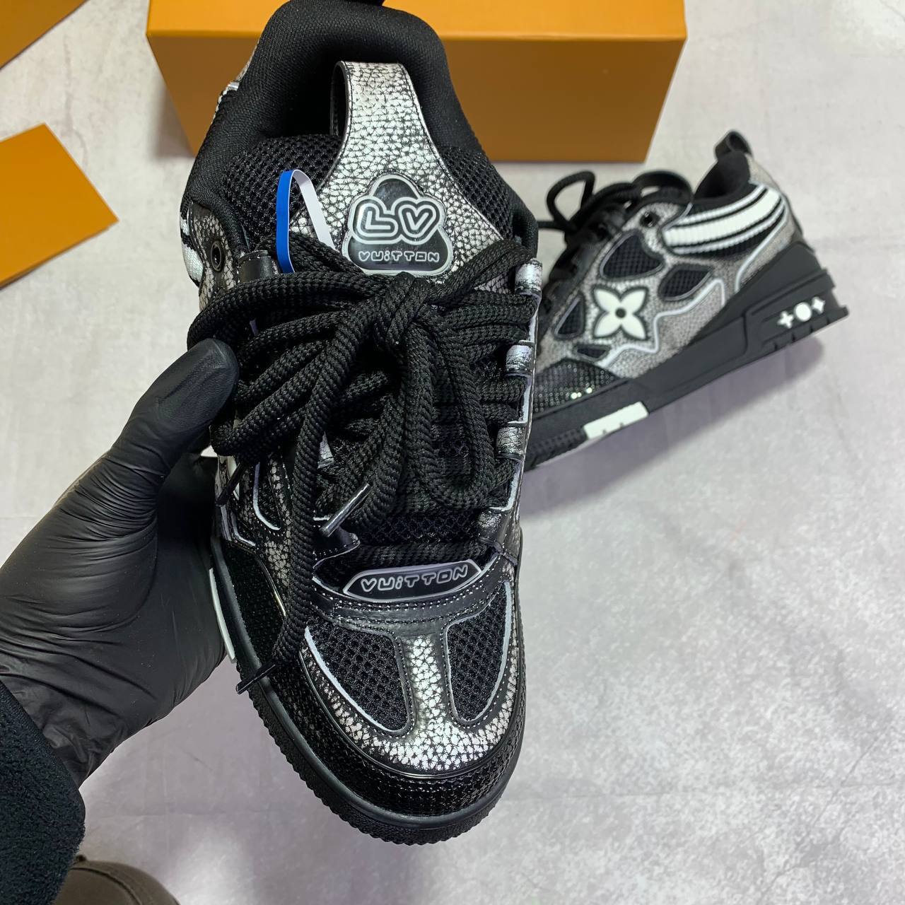 Louis Vuitton LV Skate Black Crystal Men's Sneakers Reps Sale UK Best Quality Sale AAA Replica