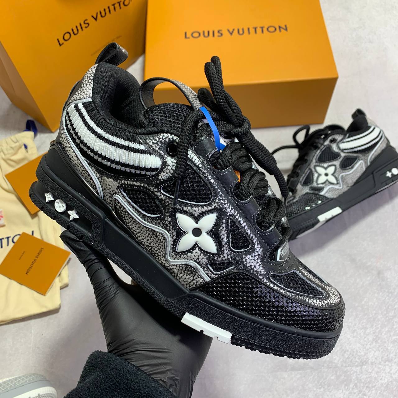 Louis Vuitton LV Skate Black Crystal Men's Sneakers Reps Sale UK Best Quality Sale AAA Replica